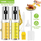 2-Pieces: Oil Dispenser Mister Refillable Stainless Steel Glass Vinegar with Measurement Oil Control Diet Kitchen Tools & Gadgets - Tophatter Daily Deals