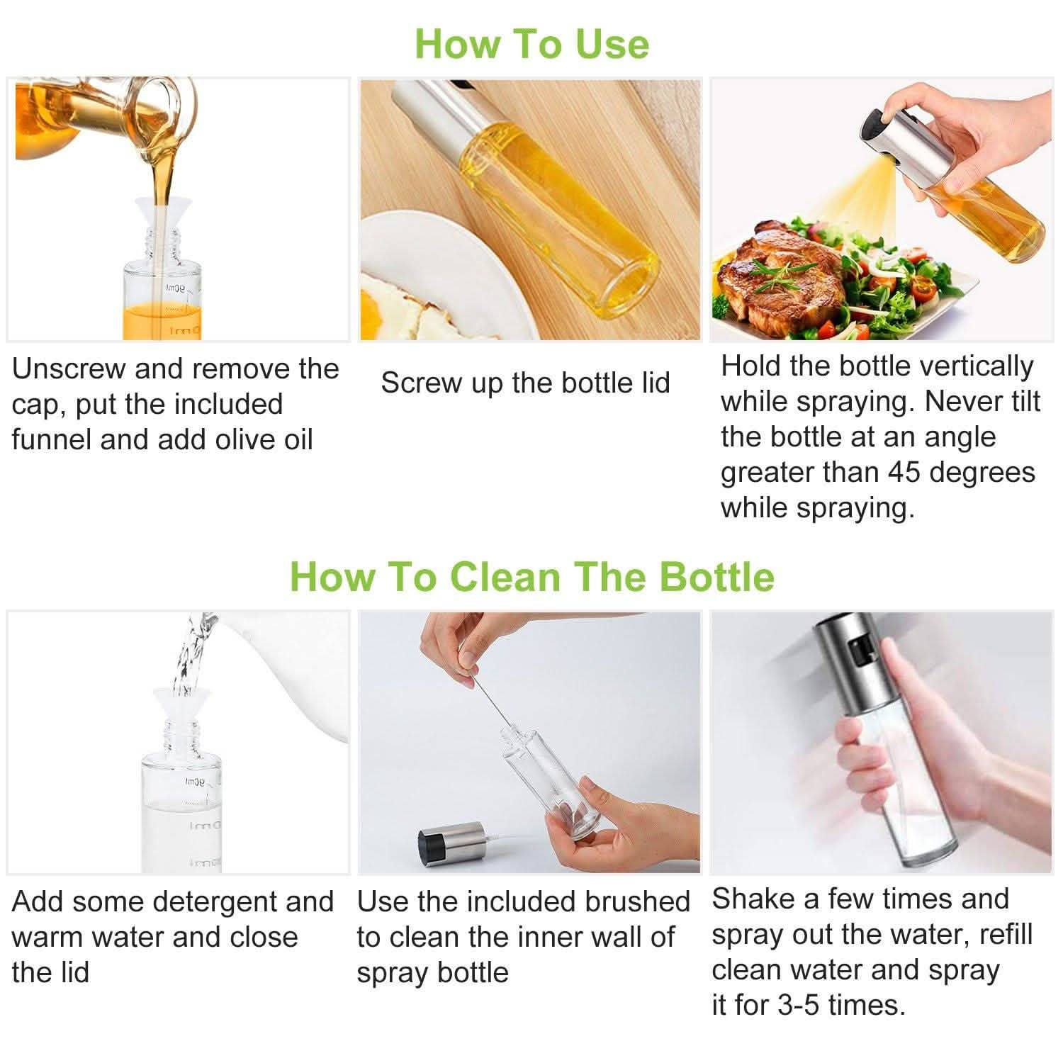 2-Pieces: Oil Dispenser Mister Refillable Stainless Steel Glass Vinegar with Measurement Oil Control Diet Kitchen Tools & Gadgets - Tophatter Daily Deals