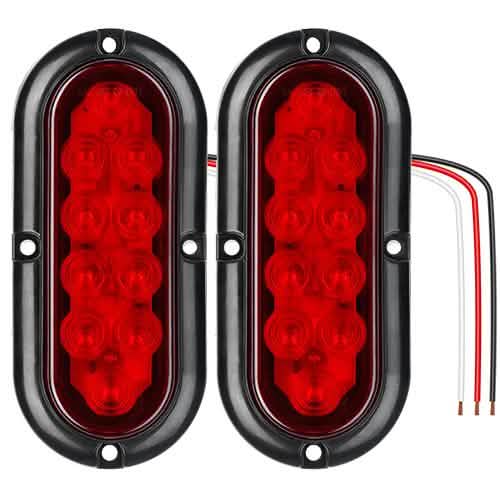 2-Pieces: Oval LED Brake Light 10 LED Lamp Stop Turn Tail Light Automotive - Tophatter Daily Deals