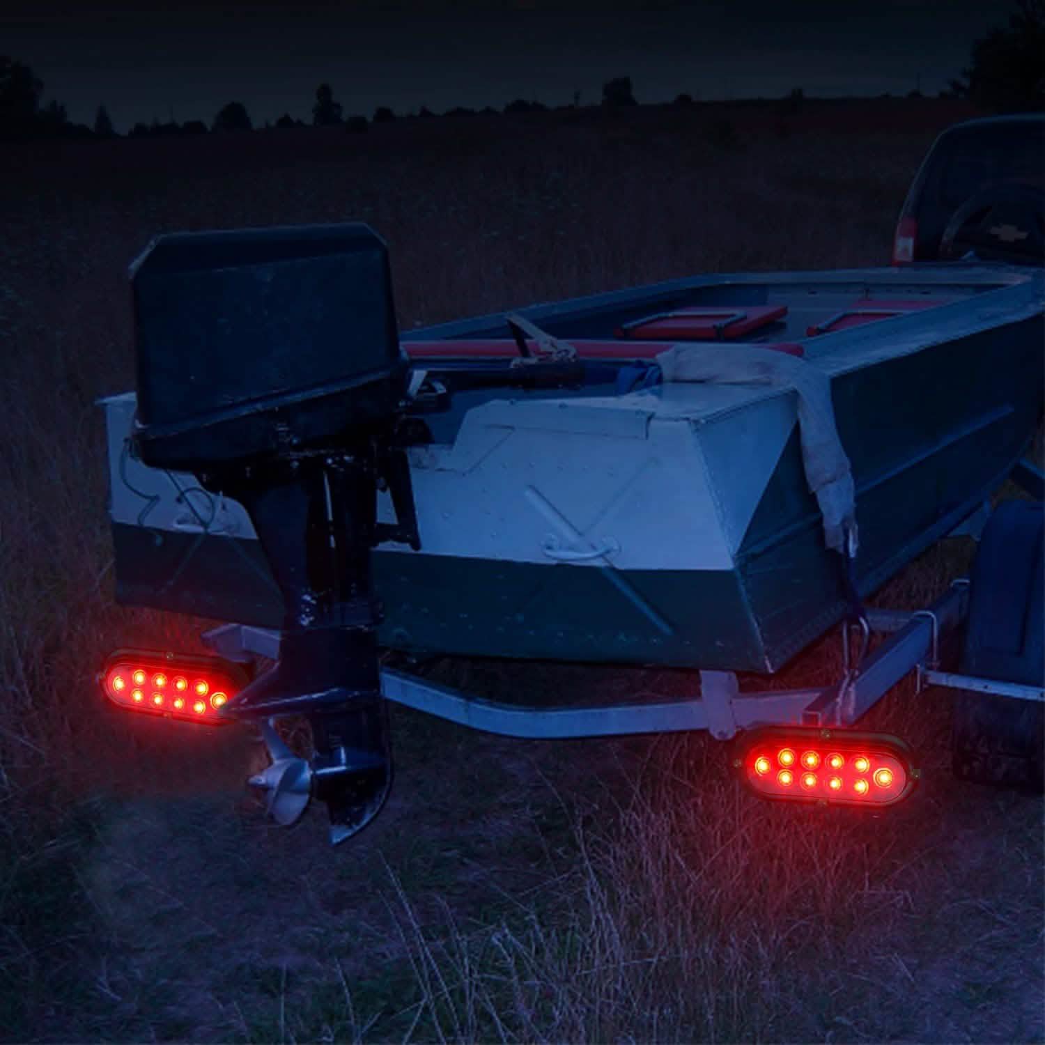 2-Pieces: Oval LED Brake Light 10 LED Lamp Stop Turn Tail Light Automotive - Tophatter Daily Deals