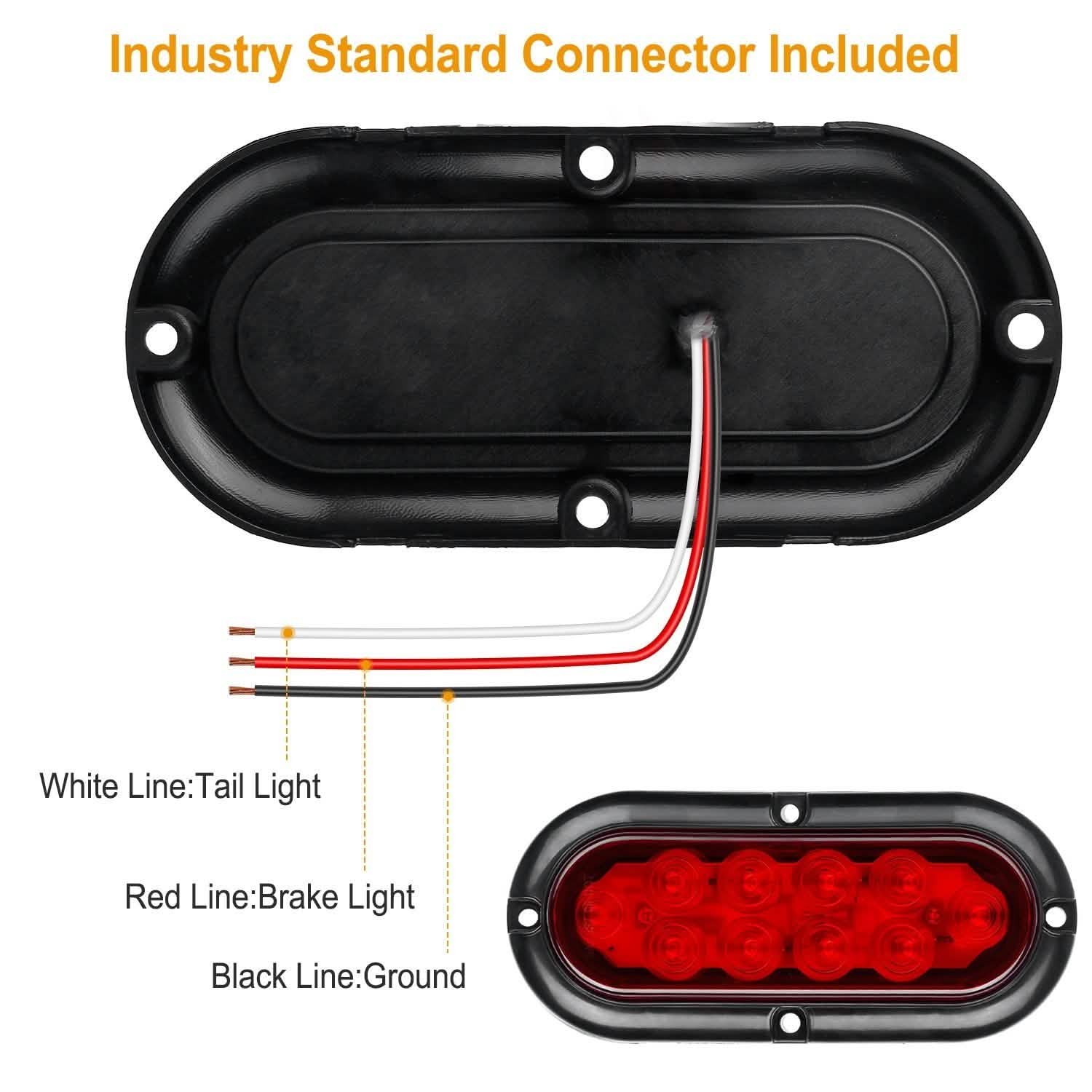 2-Pieces: Oval LED Brake Light 10 LED Lamp Stop Turn Tail Light Automotive - Tophatter Daily Deals