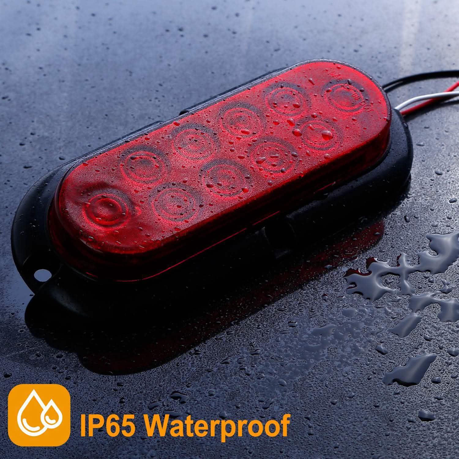 2-Pieces: Oval LED Brake Light 10 LED Lamp Stop Turn Tail Light Automotive - Tophatter Daily Deals