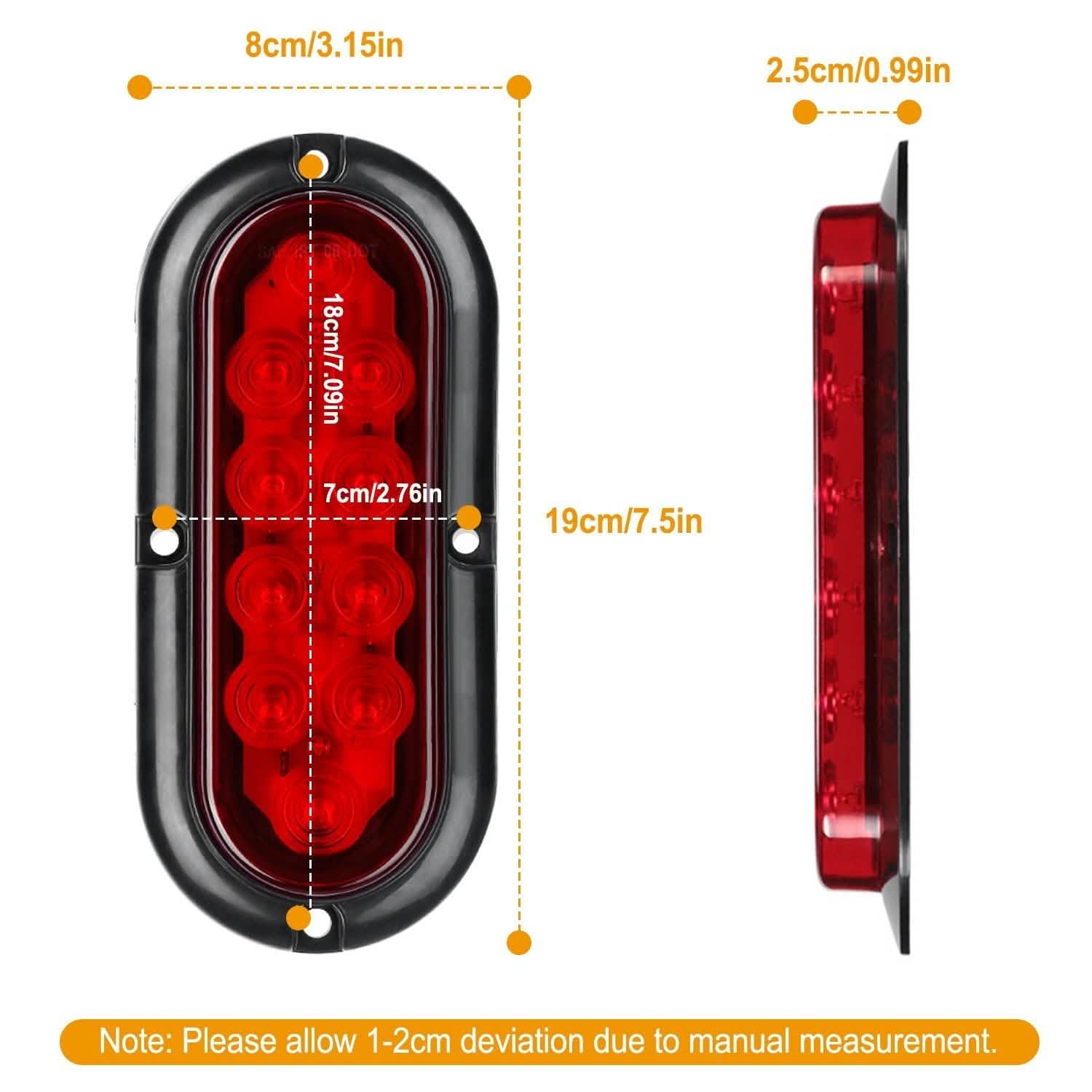 2-Pieces: Oval LED Brake Light 10 LED Lamp Stop Turn Tail Light Automotive - Tophatter Daily Deals