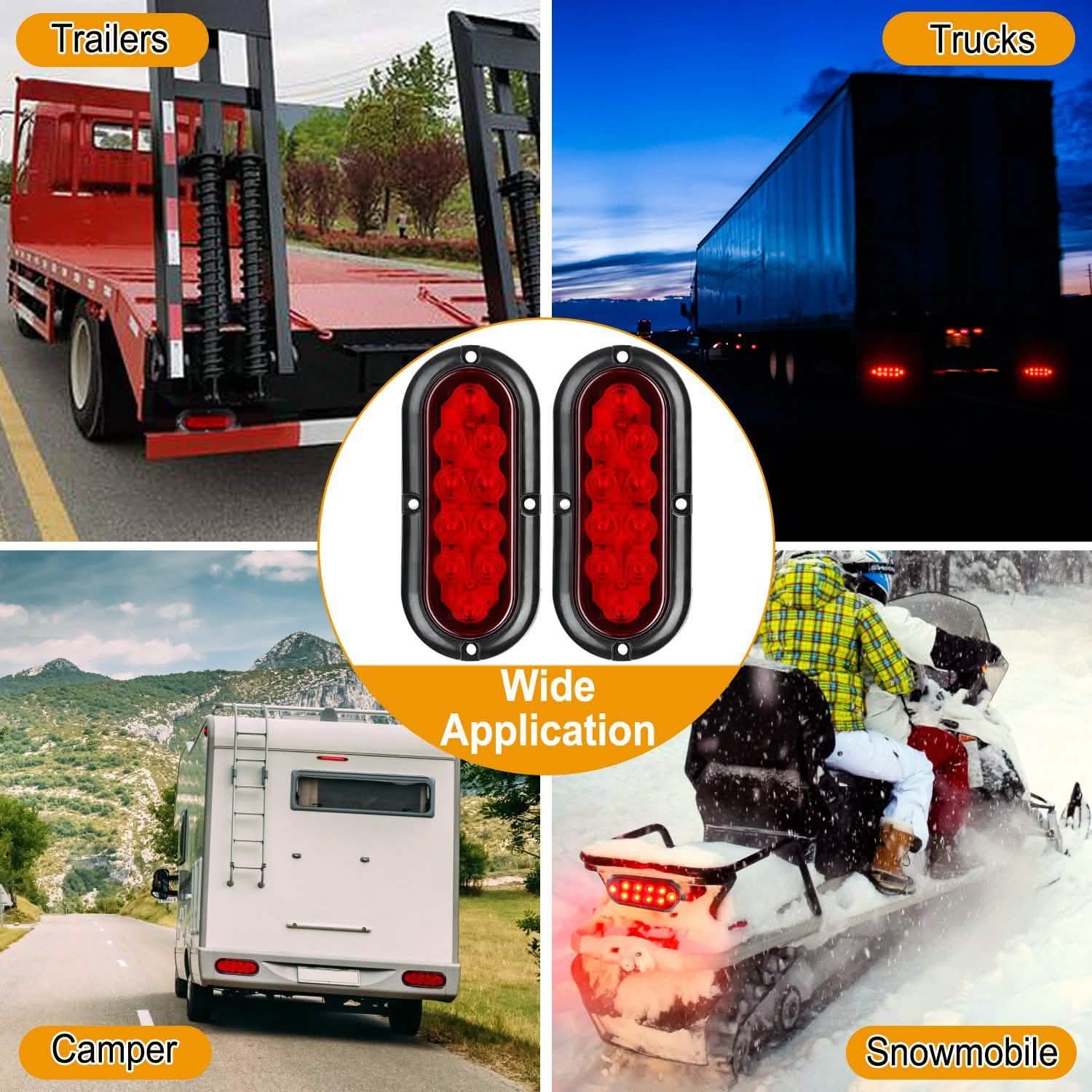 2-Pieces: Oval LED Brake Light 10 LED Lamp Stop Turn Tail Light Automotive - Tophatter Daily Deals