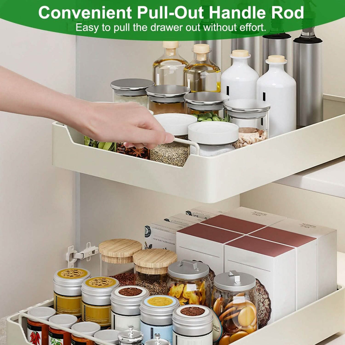 2-Pieces: Pull Out Cabinet Organizers Kitchen Storage - Tophatter Daily Deals