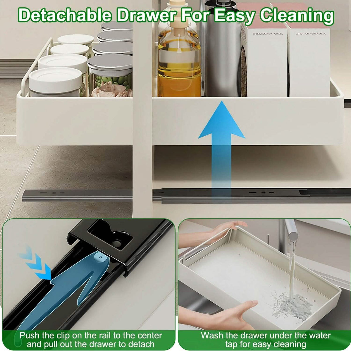 2-Pieces: Pull Out Cabinet Organizers Kitchen Storage - Tophatter Daily Deals