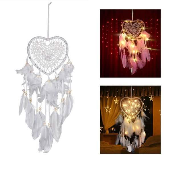 2-Pieces: Romantic LED Dream Catcher with Feather Dreamcatcher Night Light Furniture & Decor - Tophatter Daily Deals