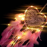 2-Pieces: Romantic LED Dream Catcher with Feather Dreamcatcher Night Light Furniture & Decor - Tophatter Daily Deals