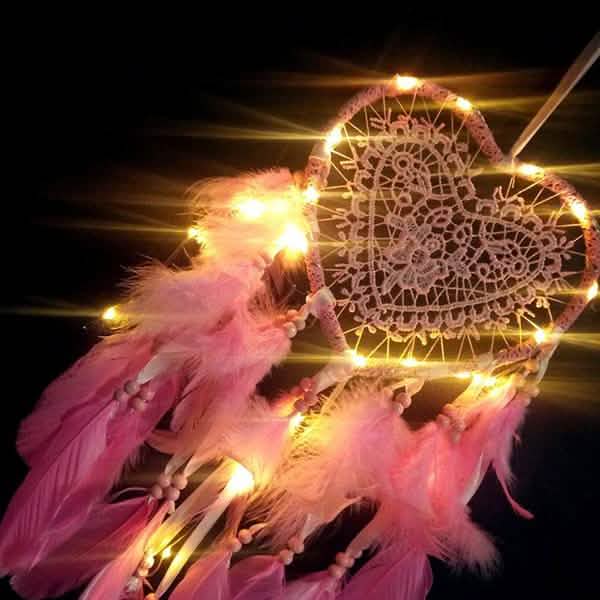 2-Pieces: Romantic LED Dream Catcher with Feather Dreamcatcher Night Light Furniture & Decor - Tophatter Daily Deals