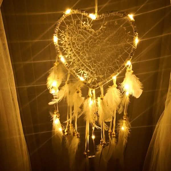 2-Pieces: Romantic LED Dream Catcher with Feather Dreamcatcher Night Light Furniture & Decor - Tophatter Daily Deals