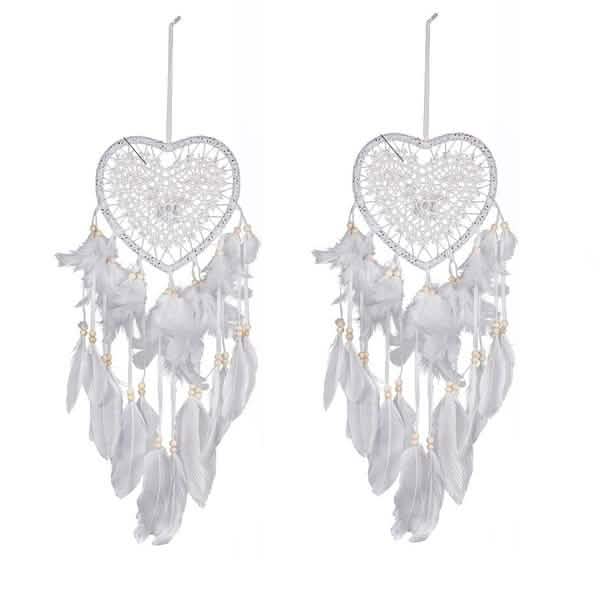 2-Pieces: Romantic LED Dream Catcher with Feather Dreamcatcher Night Light White Furniture & Decor - Tophatter Daily Deals