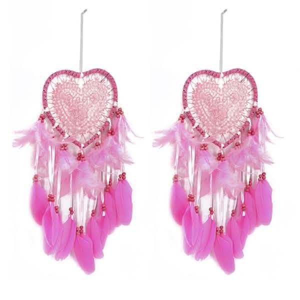 2-Pieces: Romantic LED Dream Catcher with Feather Dreamcatcher Night Light Pink Furniture & Decor - Tophatter Daily Deals