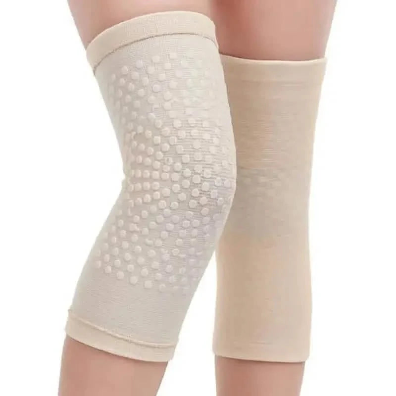 2-Pieces: Self Heating Support Knee Pads Elbow Brace Warm Beige Health & Wellness - Tophatter Daily Deals