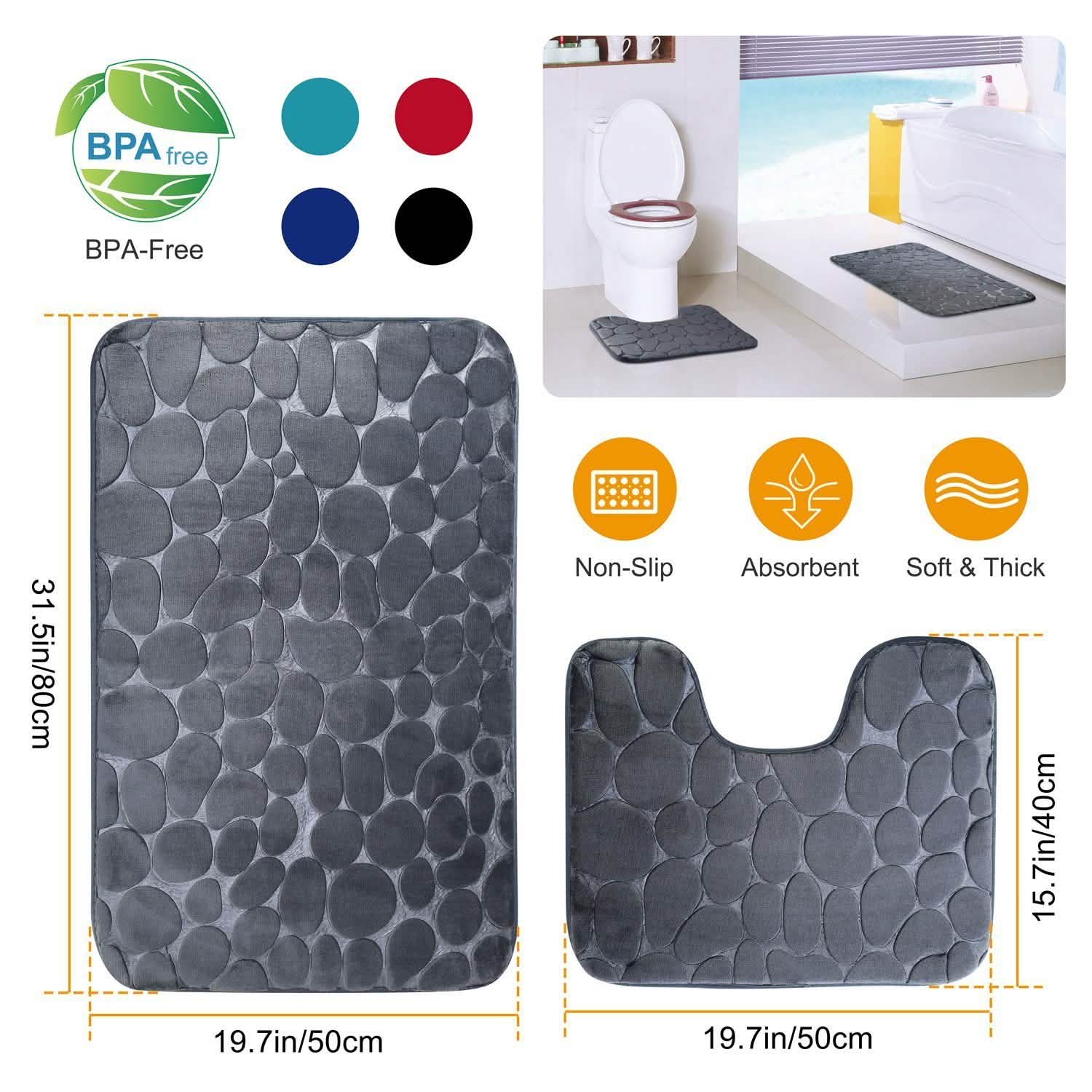 2-Pieces Set: Bathroom Rugs Luxury Flannel Non-Slip Bath - Tophatter Daily Deals