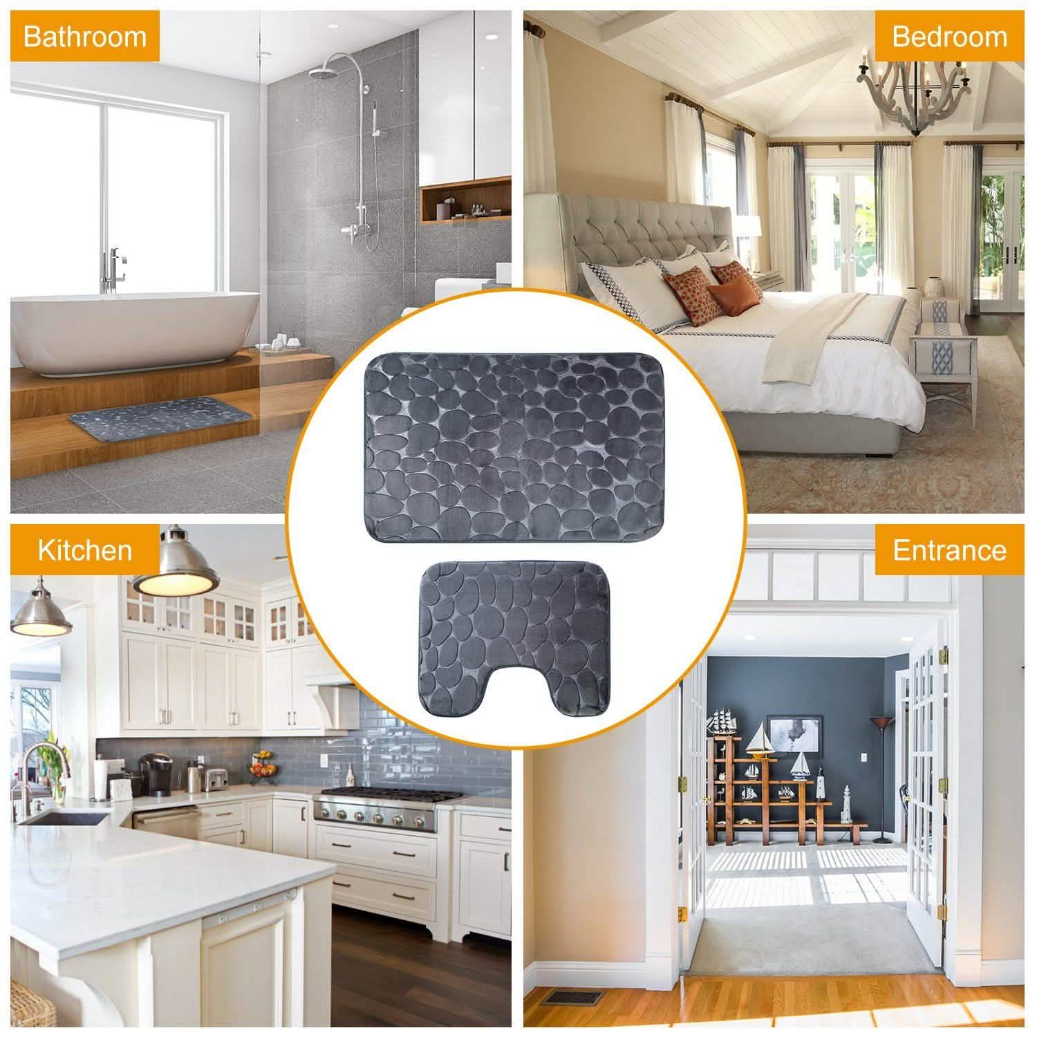 2-Pieces Set: Bathroom Rugs Luxury Flannel Non-Slip Bath - Tophatter Daily Deals