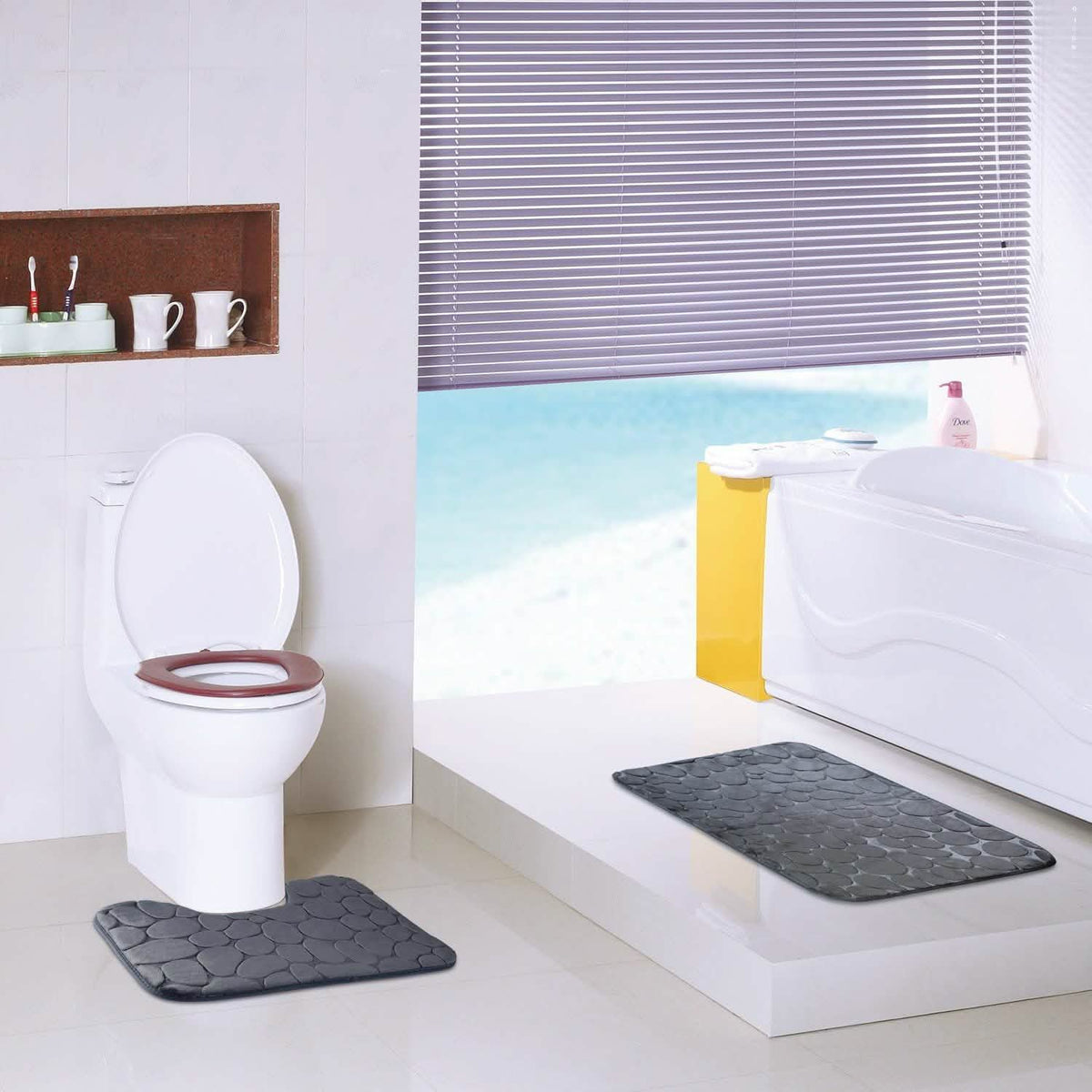 2-Pieces Set: Bathroom Rugs Luxury Flannel Non-Slip Bath - Tophatter Daily Deals