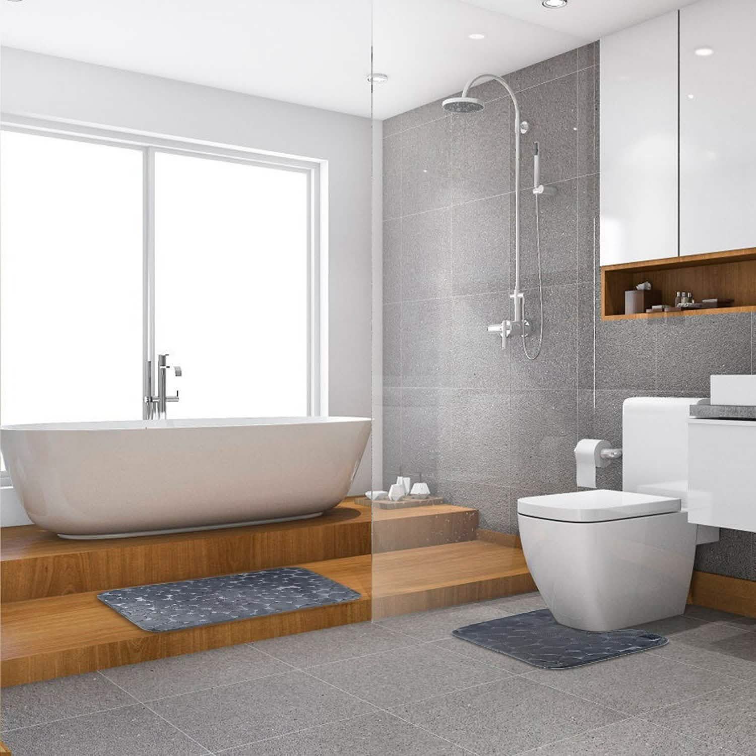 2-Pieces Set: Bathroom Rugs Luxury Flannel Non-Slip Bath - Tophatter Daily Deals