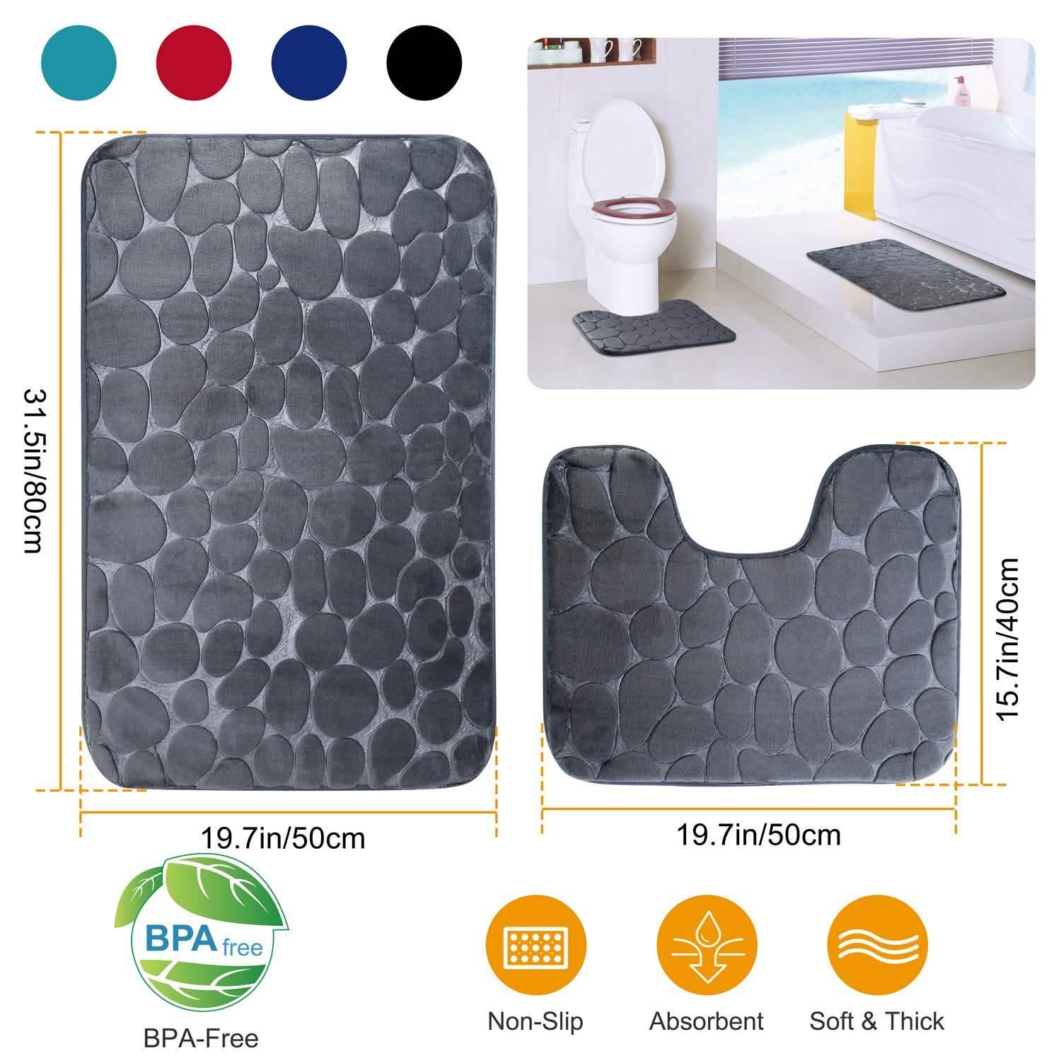 2-Pieces Set: Bathroom Rugs Luxury Flannel Non-Slip Bath - Tophatter Daily Deals