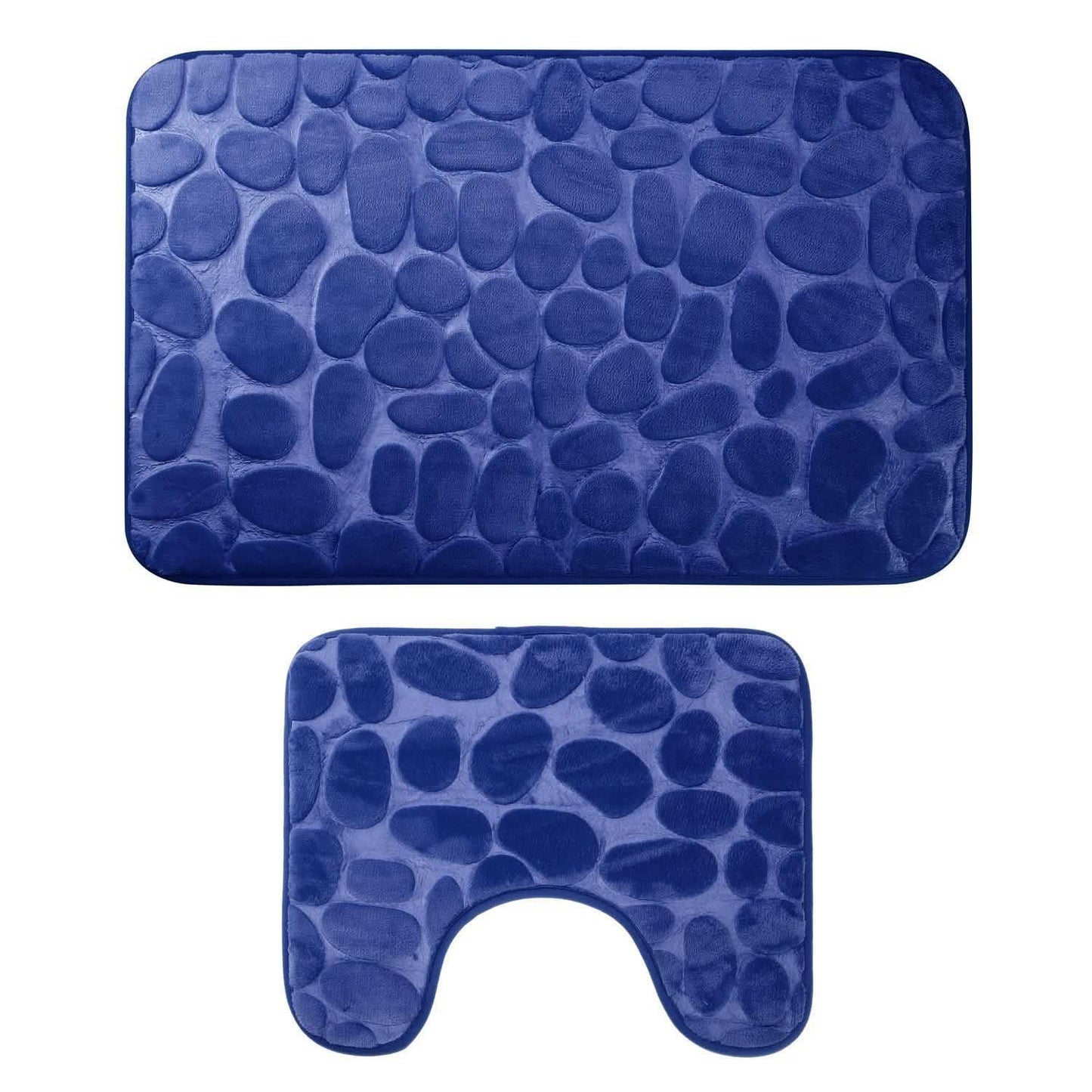 2-Pieces Set: Bathroom Rugs Luxury Flannel Non-Slip Navy Bath - Tophatter Daily Deals