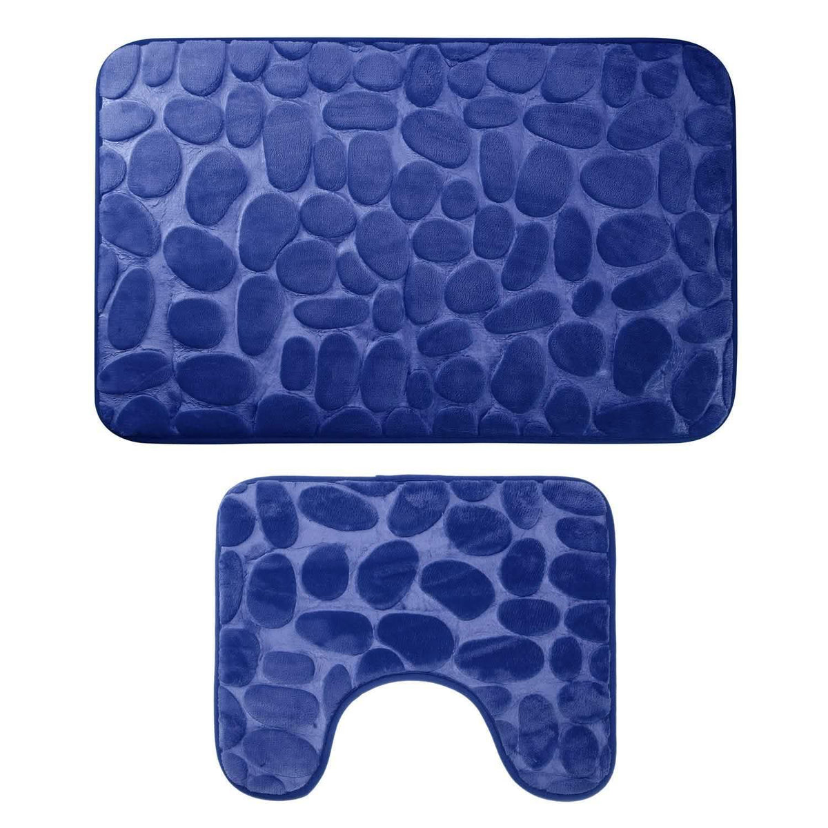 2-Pieces Set: Bathroom Rugs Luxury Flannel Non-Slip Navy Bath - Tophatter Daily Deals