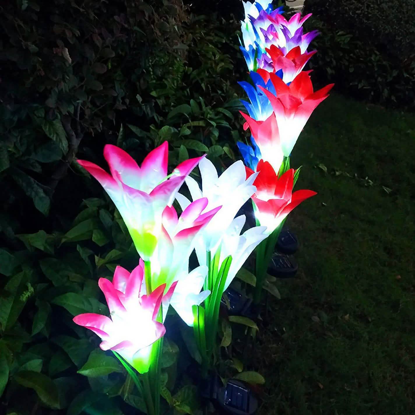 2-Pieces: Solar Garden Lights Outdoor Outdoor Lighting - Tophatter Daily Deals