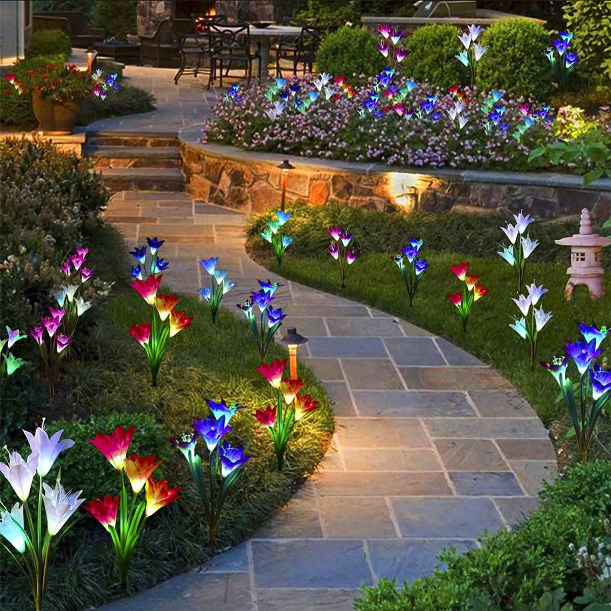 2-Pieces: Solar Garden Lights Outdoor Solar Outdoor Lights - Tophatter Daily Deals