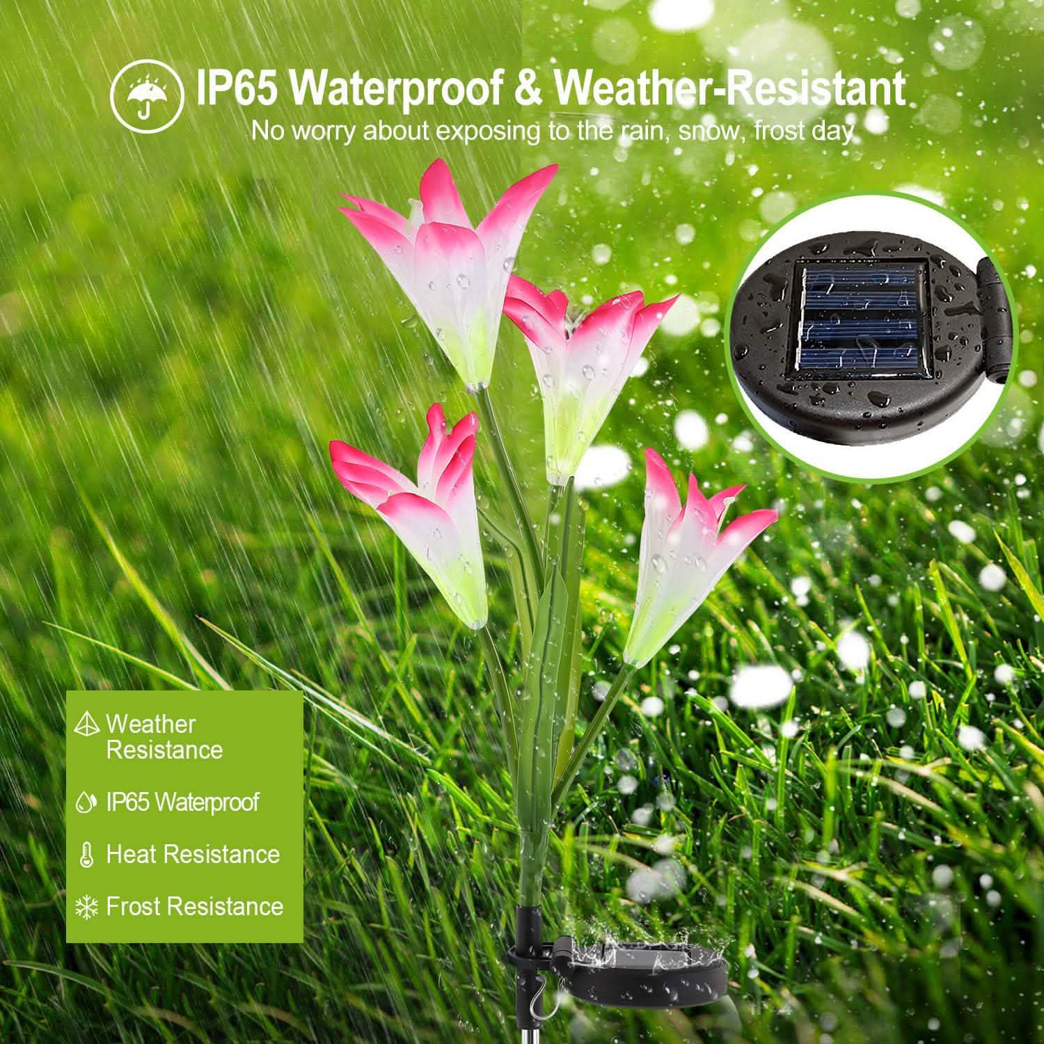 2-Pieces: Solar Garden Lights Outdoor Outdoor Lighting - Tophatter Daily Deals