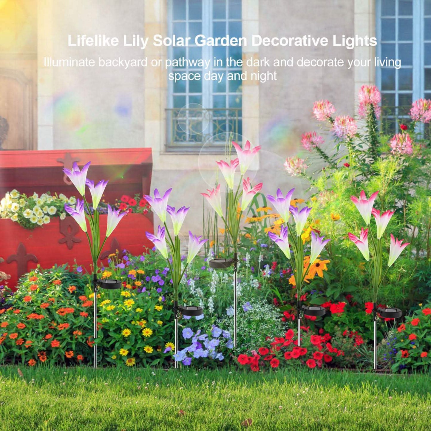 2-Pieces: Solar Garden Lights Outdoor Outdoor Lighting - Tophatter Daily Deals