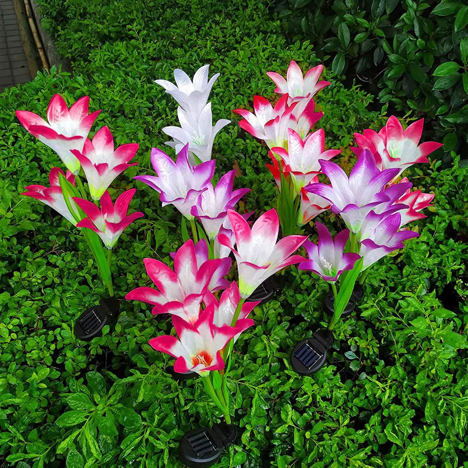 2-Pieces: Solar Garden Lights Outdoor Outdoor Lighting - Tophatter Daily Deals