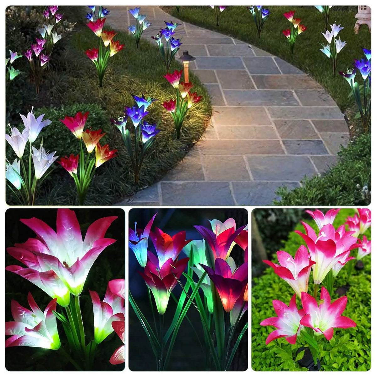 2-Pieces: Solar Garden Lights Outdoor Solar Outdoor Lights - Tophatter Daily Deals