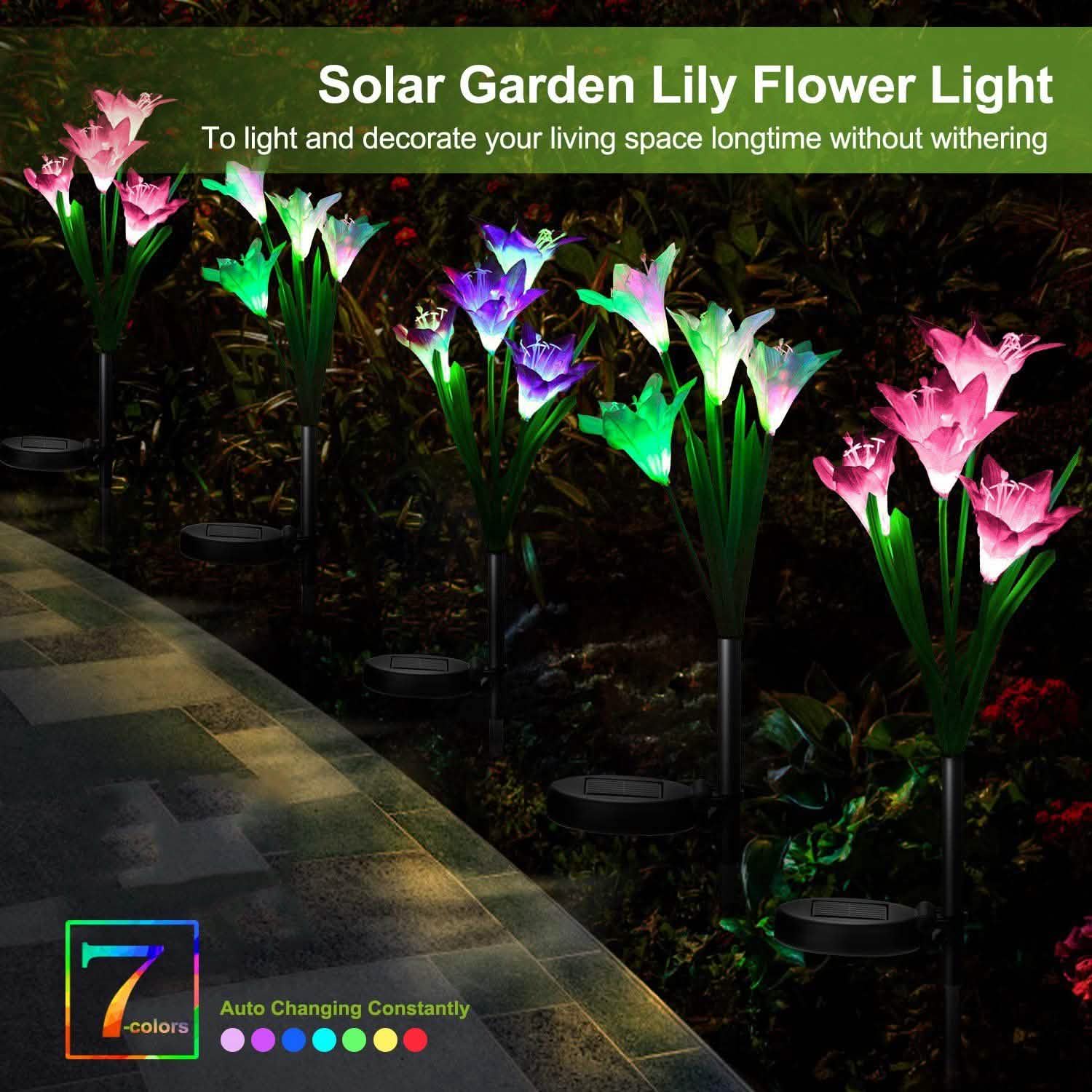 2-Pieces: Solar Garden Lights Outdoor Outdoor Lighting - Tophatter Daily Deals