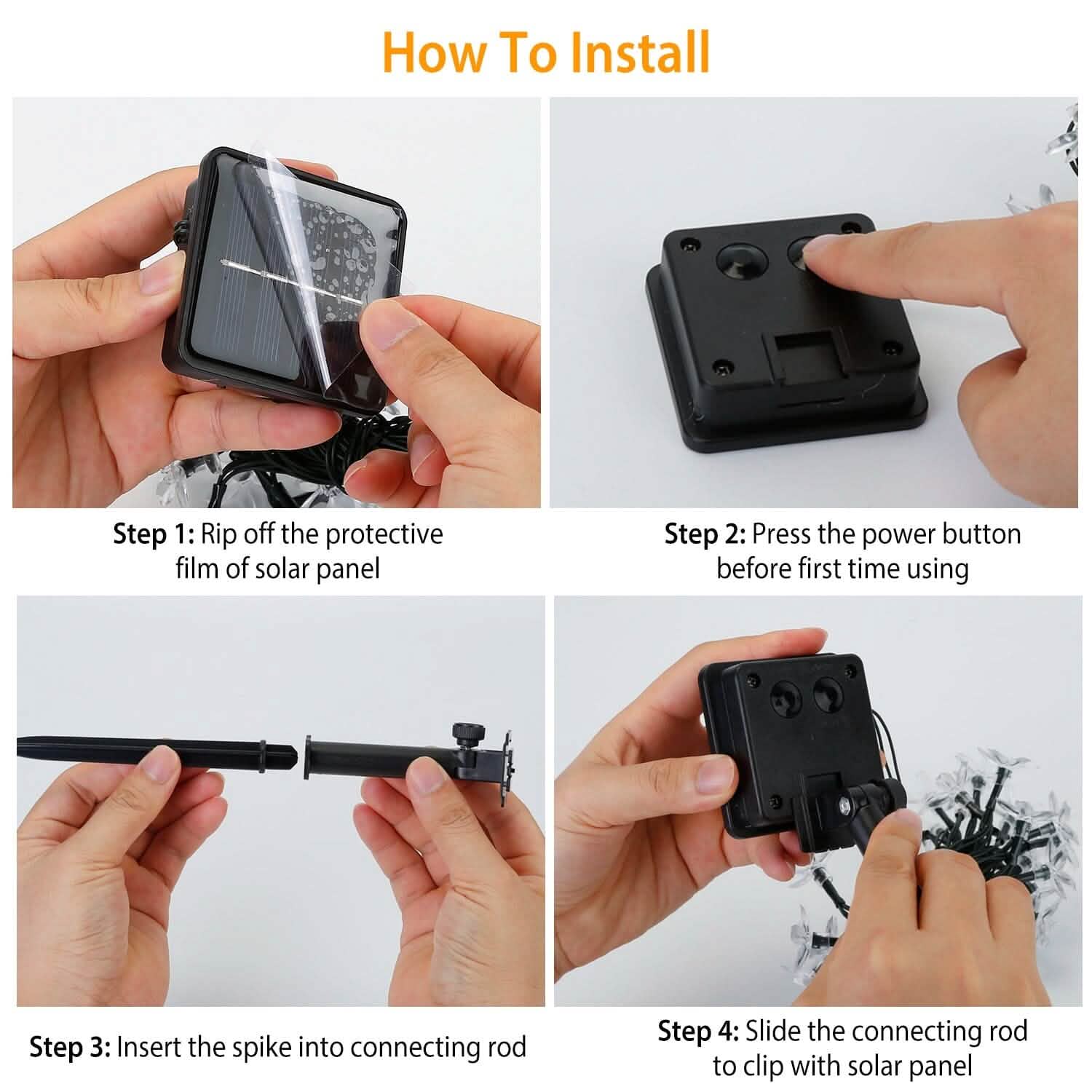 2-Pieces: Solar Power String Lights 50 LED Beads Fairy Sakura Flower String & Fairy Lights - Tophatter Daily Deals