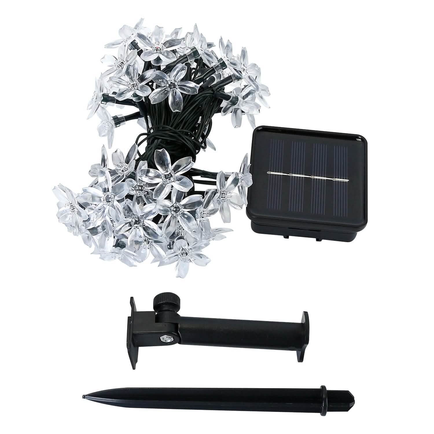 2-Pieces: Solar Power String Lights 50 LED Beads Fairy Sakura Flower String & Fairy Lights - Tophatter Daily Deals