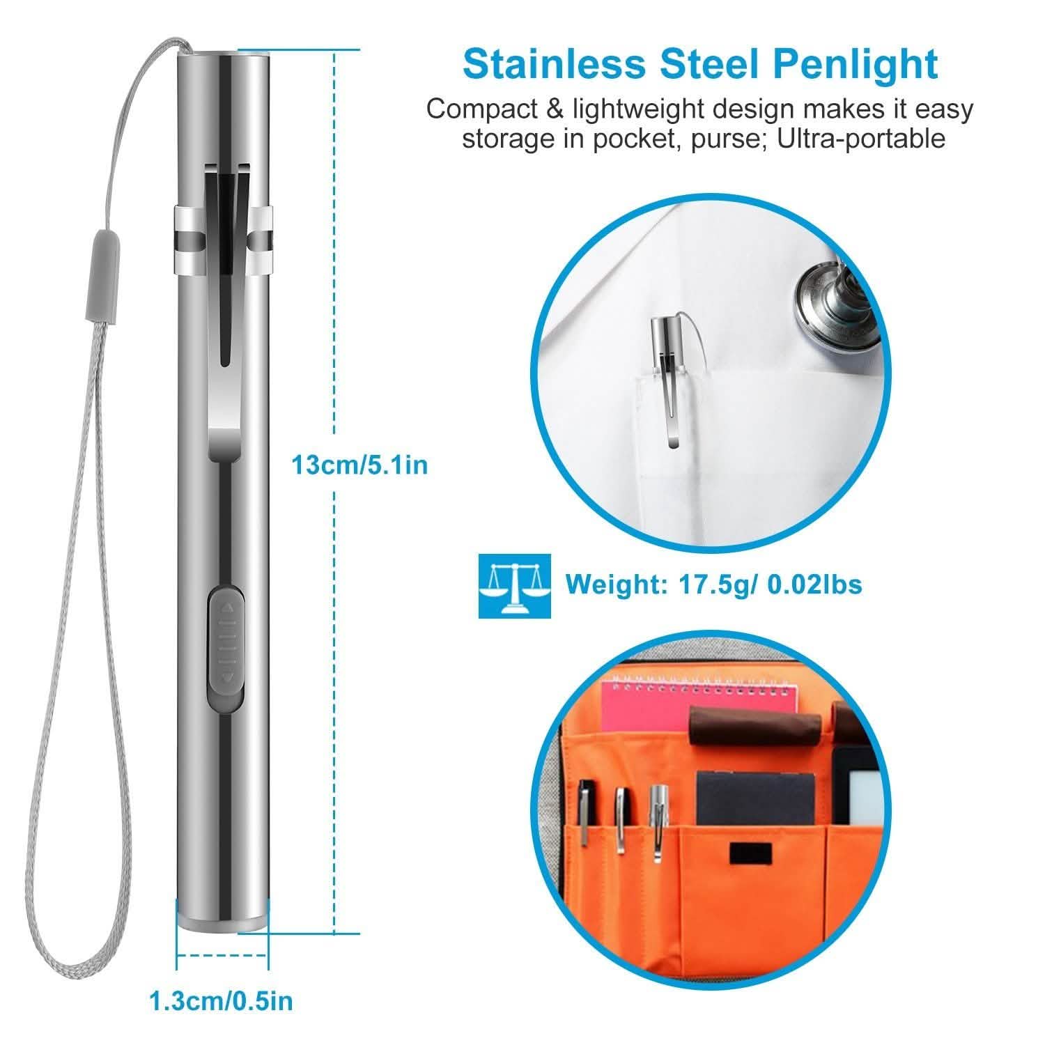 2-Pieces: Stainless Steel Flashlight Repair Water Resistant for Medical Students Outdoor Recreation - Tophatter Daily Deals