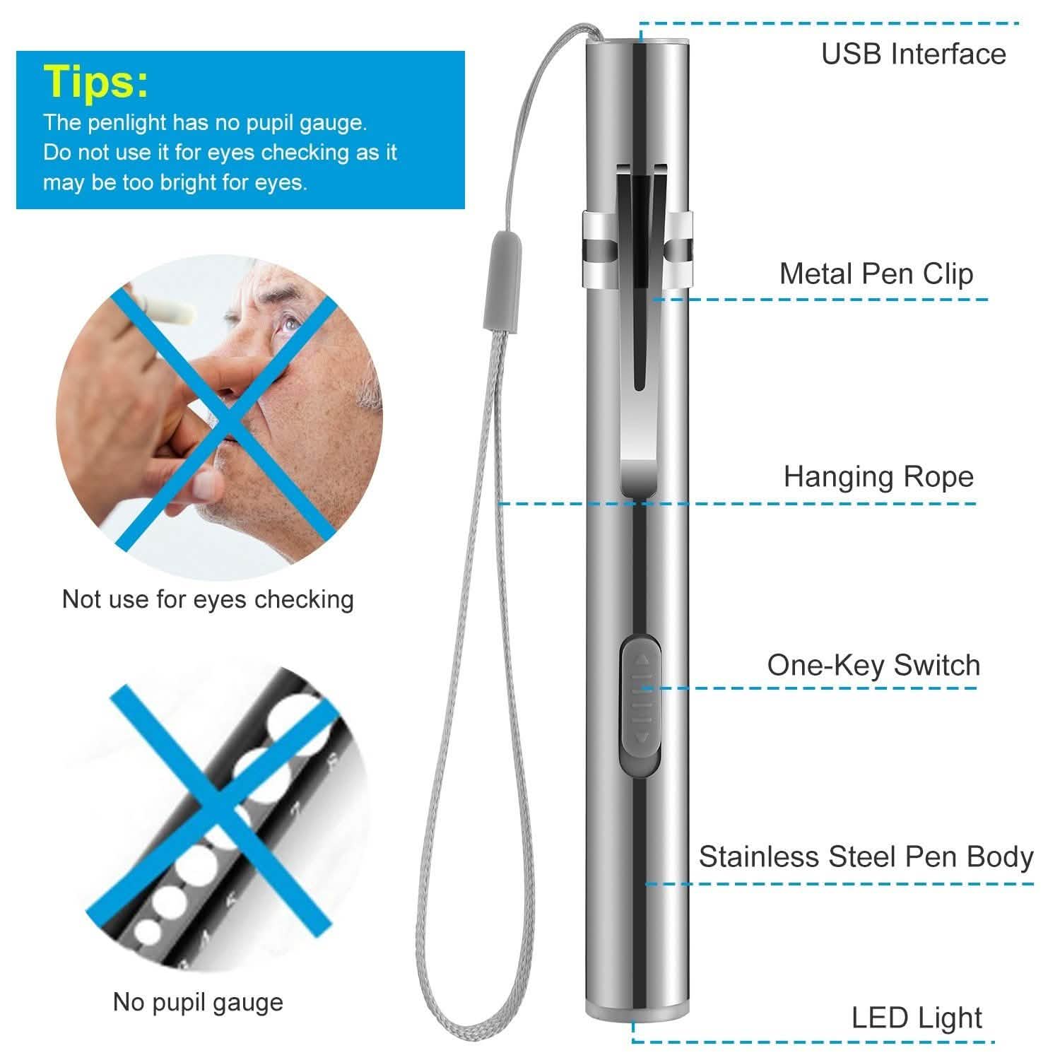 2-Pieces: Stainless Steel Flashlight Repair Water Resistant for Medical Students Outdoor Recreation - Tophatter Daily Deals