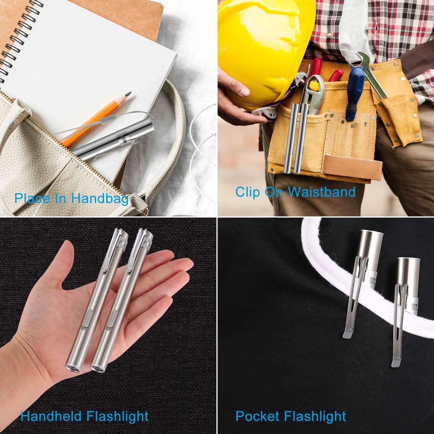 2-Pieces: Stainless Steel Flashlight Repair Water Resistant for Medical Students Outdoor Recreation - Tophatter Daily Deals