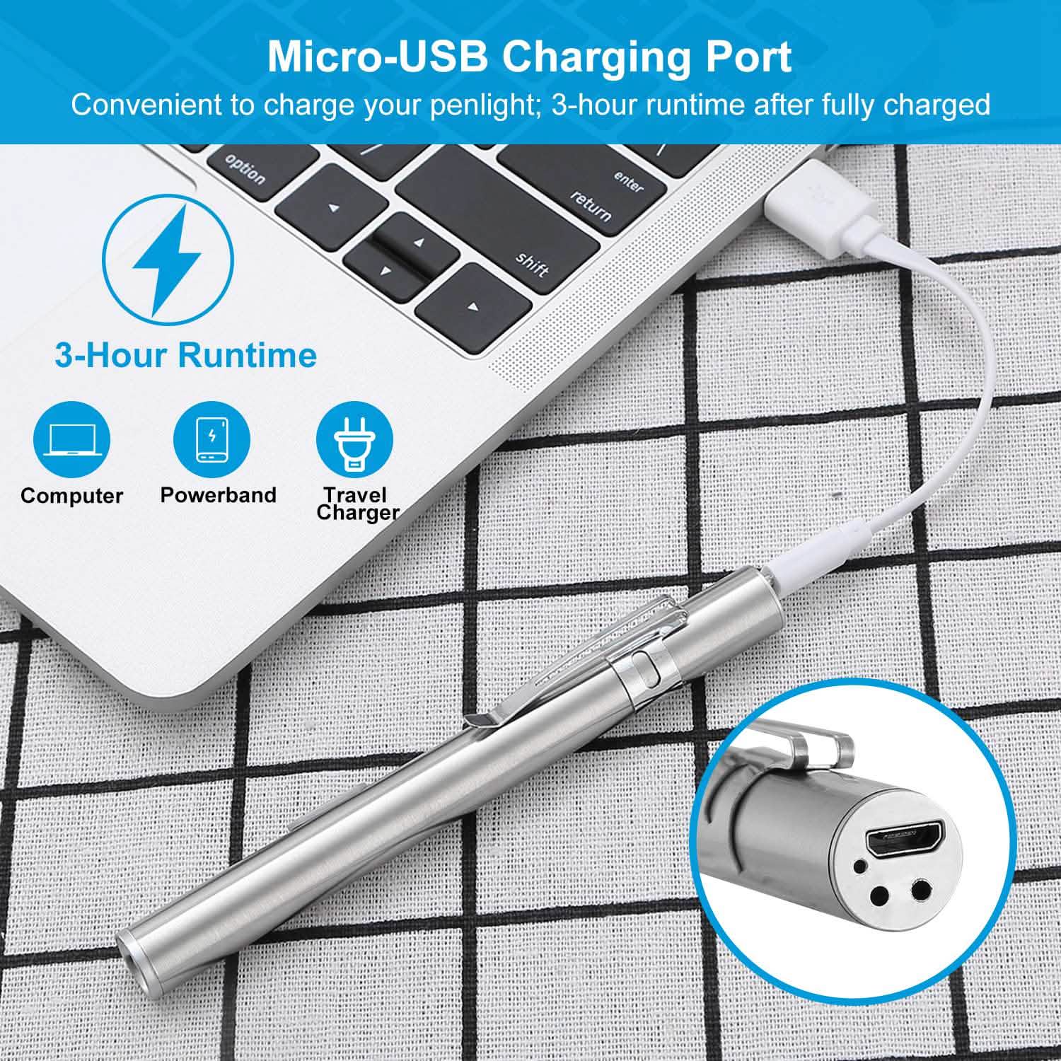 2-Pieces: Stainless Steel Flashlight Repair Water Resistant for Medical Students Outdoor Recreation - Tophatter Daily Deals