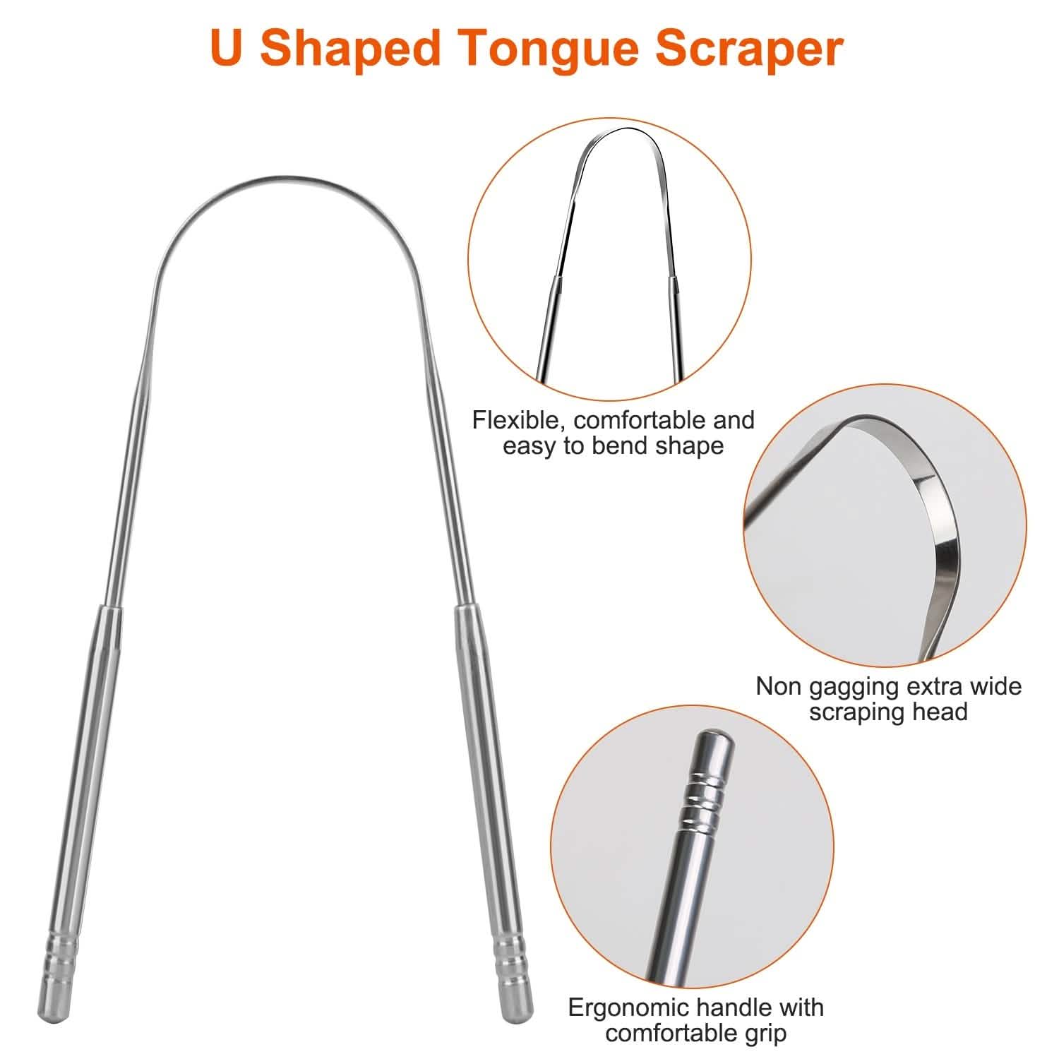2-Pieces: Tongue Scraper Cleaner Stainless Steel Beauty & Personal Care - Tophatter Daily Deals