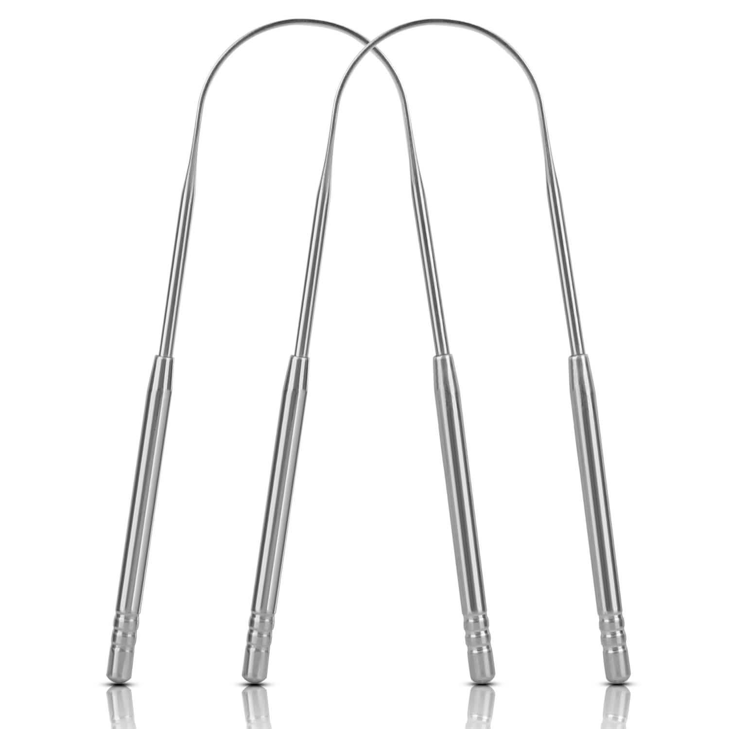 2-Pieces: Tongue Scraper Cleaner Stainless Steel Beauty & Personal Care - Tophatter Daily Deals