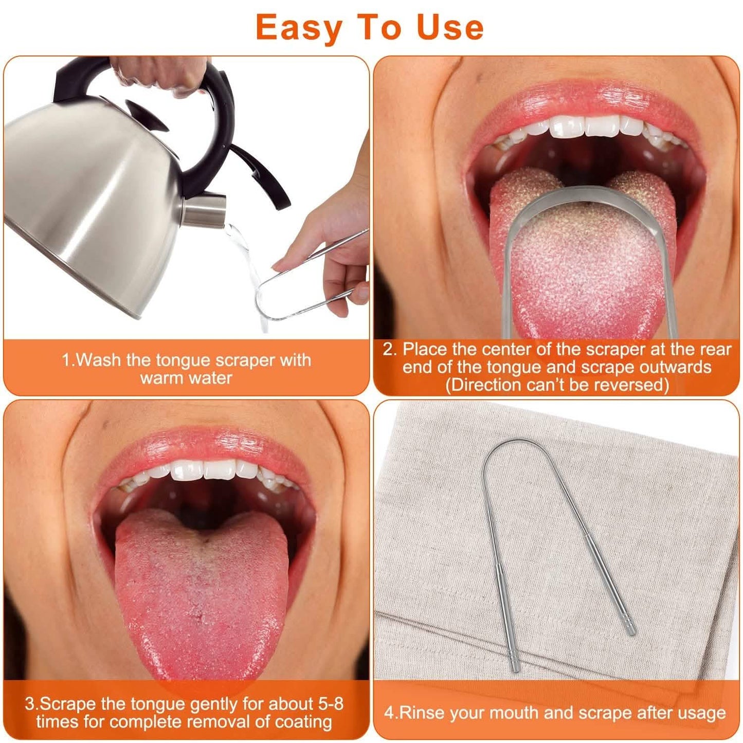 2-Pieces: Tongue Scraper Cleaner Stainless Steel Beauty & Personal Care - Tophatter Daily Deals