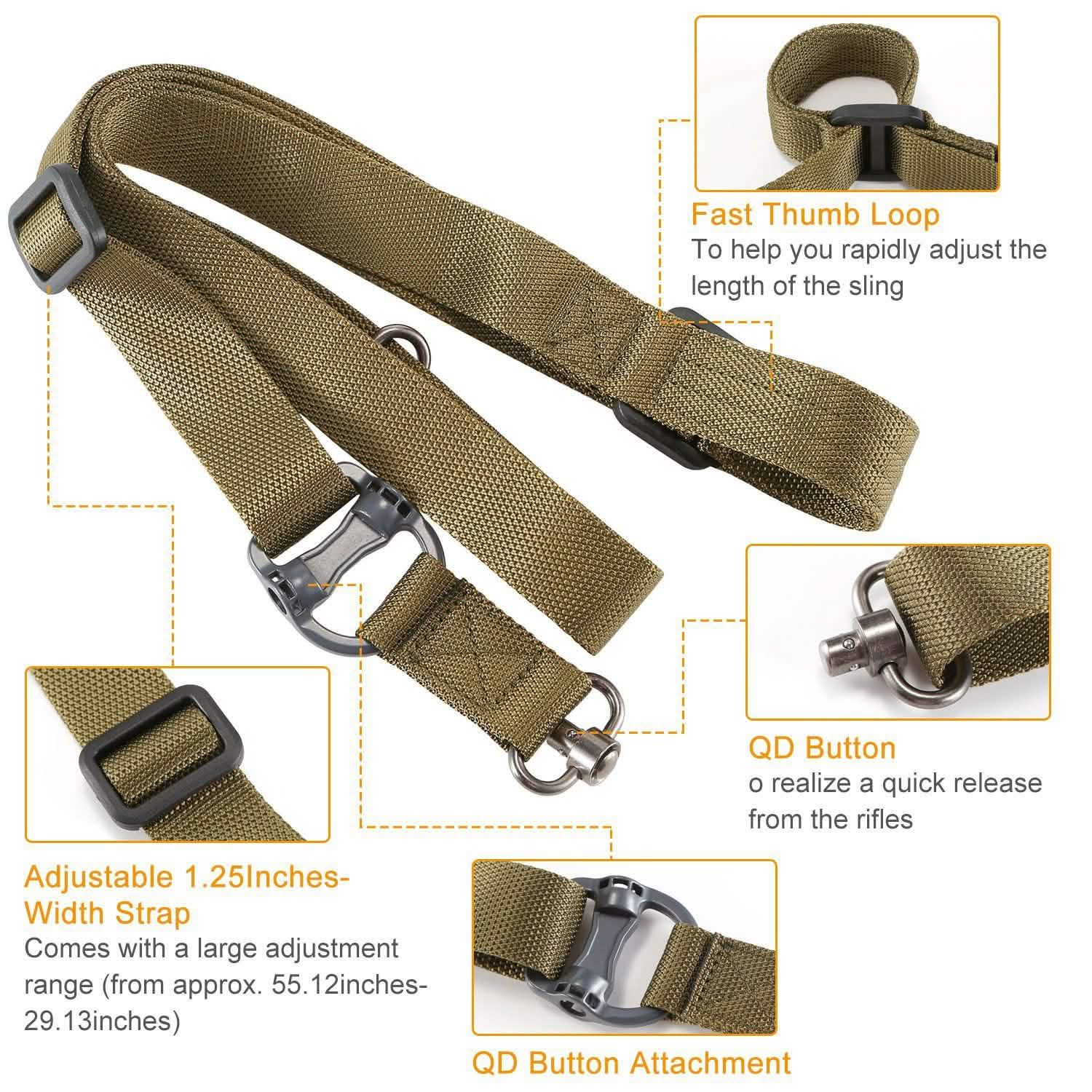2-Point Adjustable Rifle Gun Sling Tactical & Self Defense - Tophatter Daily Deals