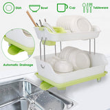 2-Tier Dish Drying Rack Cutlery Drainer Kitchen Storage - Tophatter Daily Deals