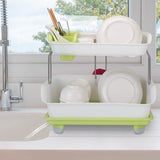 2-Tier Dish Drying Rack Cutlery Drainer Kitchen Storage - Tophatter Daily Deals