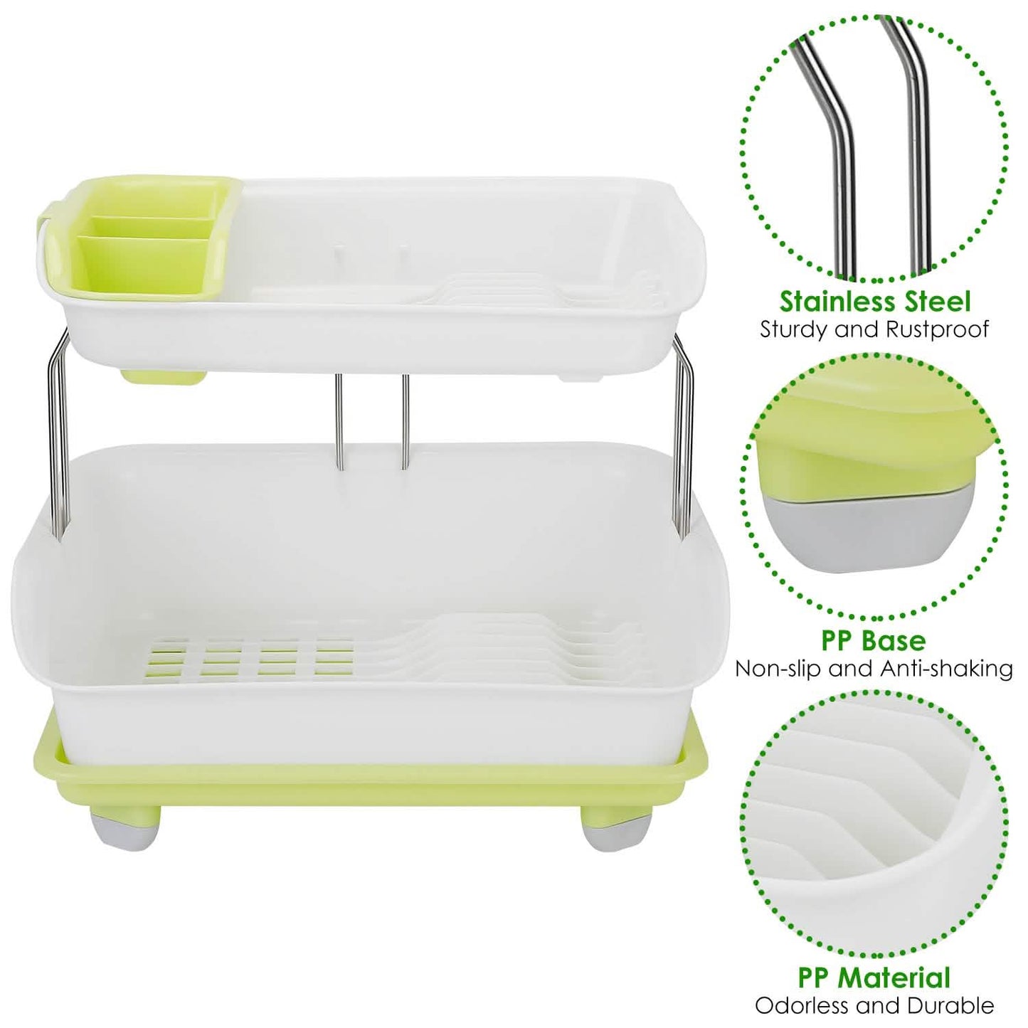 2-Tier Dish Drying Rack Cutlery Drainer Kitchen Storage - Tophatter Daily Deals
