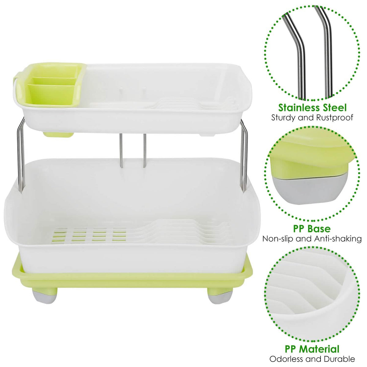 2-Tier Dish Drying Rack Cutlery Drainer Kitchen Storage - Tophatter Daily Deals