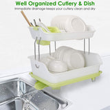 2-Tier Dish Drying Rack Cutlery Drainer Kitchen Storage - Tophatter Daily Deals