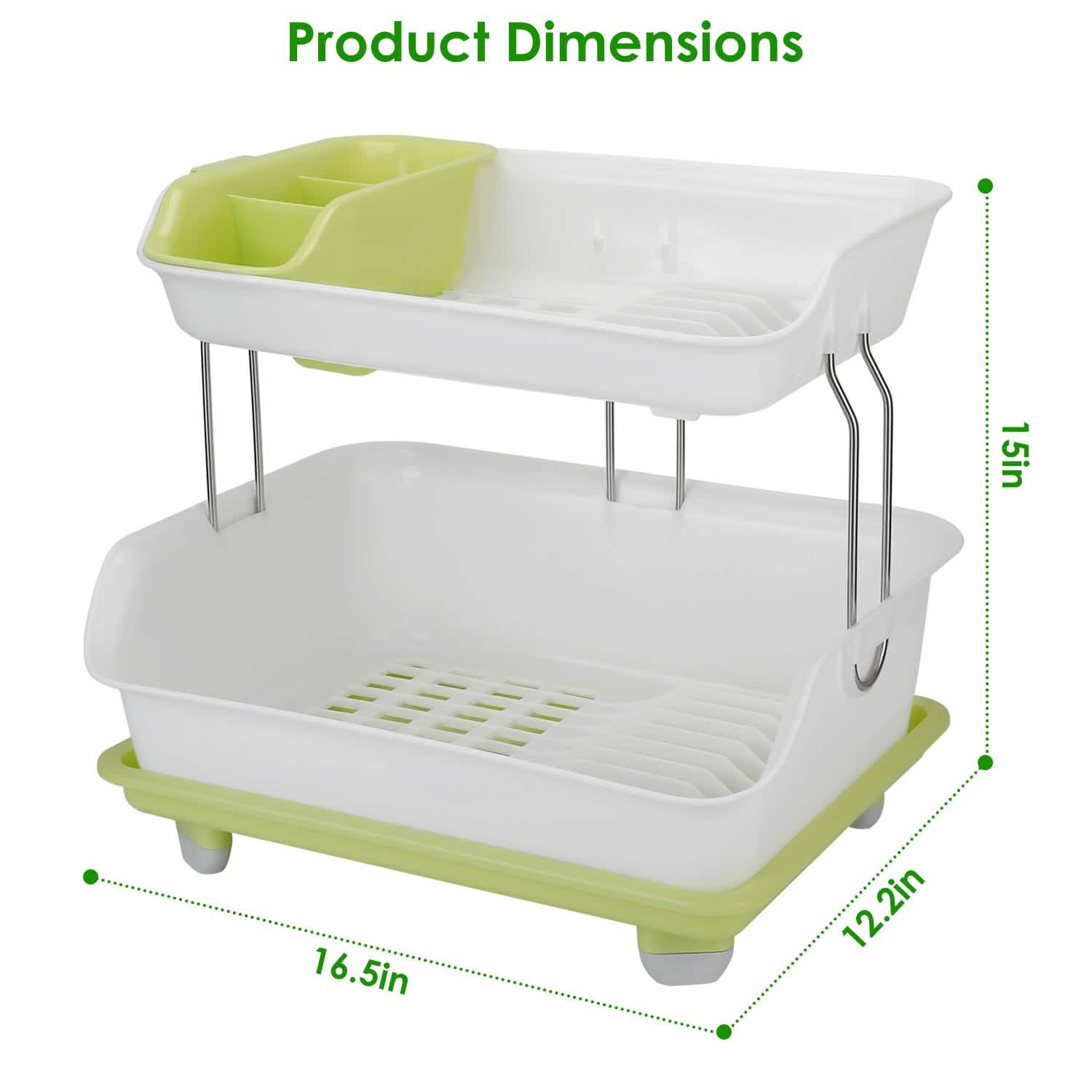 2-Tier Dish Drying Rack Cutlery Drainer Kitchen Storage - Tophatter Daily Deals