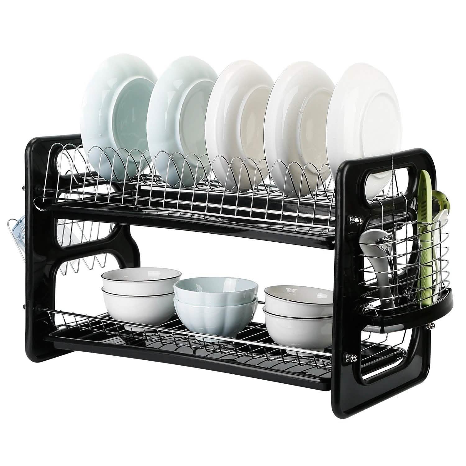 2-Tier Dish Drying Rack Drainboard Set Kitchen Storage - Tophatter Daily Deals