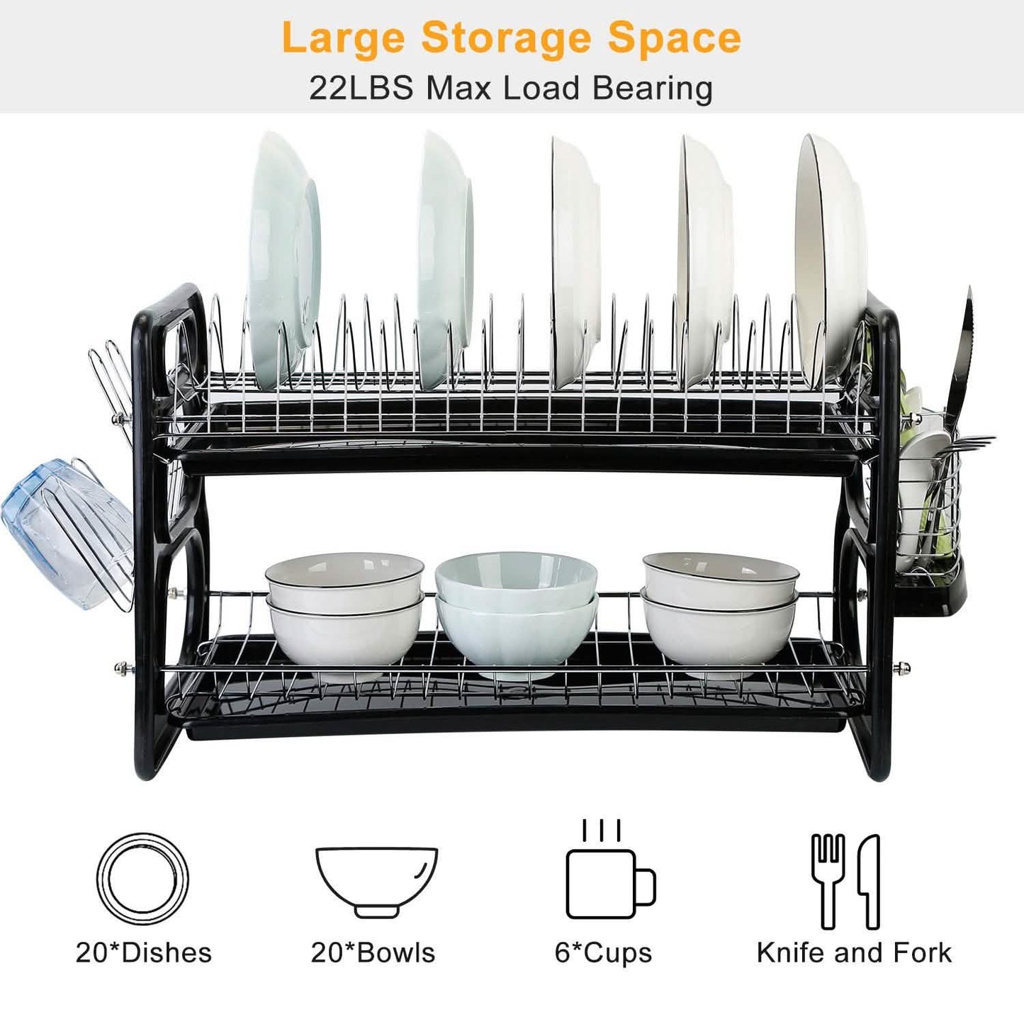 2-Tier Dish Drying Rack Drainboard Set Kitchen Storage - Tophatter Daily Deals