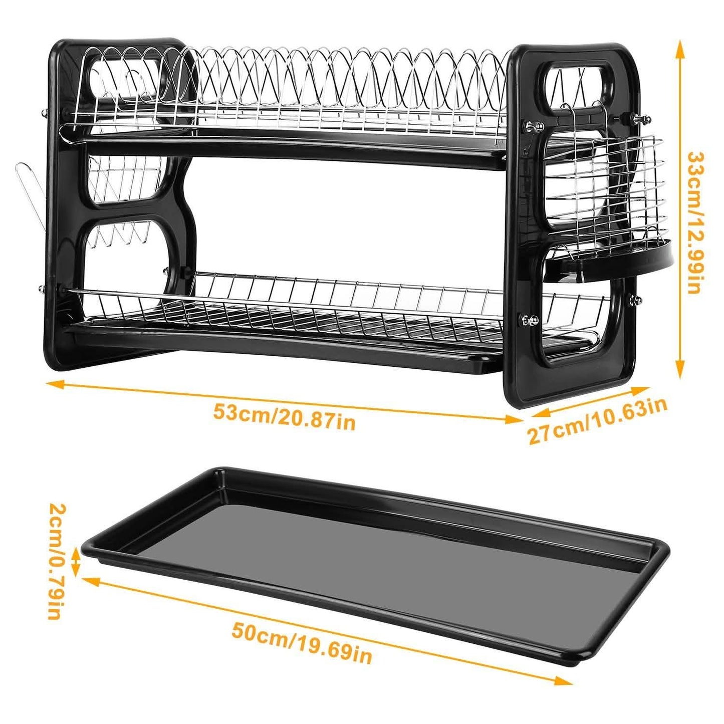 2-Tier Dish Drying Rack Drainboard Set Kitchen Storage - Tophatter Daily Deals